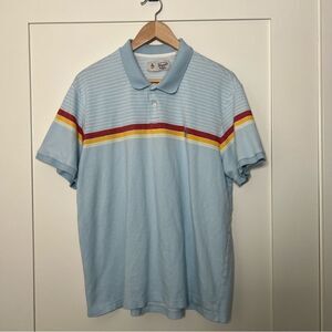 Original Penguin Mens Polo Shirt Size XL Chest Stripe Light Blue Logo Cotton